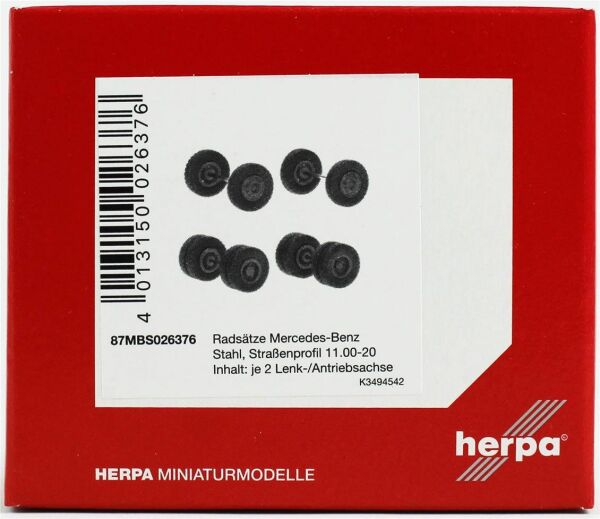 Herpa 87MBS026376 1/87 Ölçek, MB LPS için Jantlı 12 Tekerlek ve 4 Aks