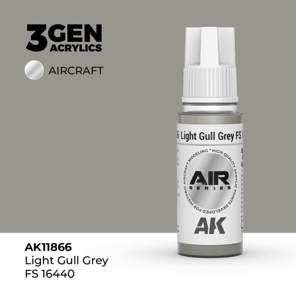AK 11866 17 ml. Light Gull Grey FS 16440, Aircraft Serisi 3GEN Akrilik Model Boyası