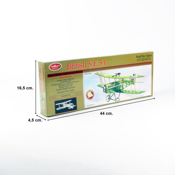 Guillow's 202 1/14 Ölçek, SE5-A, 60cm, Laser Kesim, Balsa, Serbest Uçuş Model Kiti