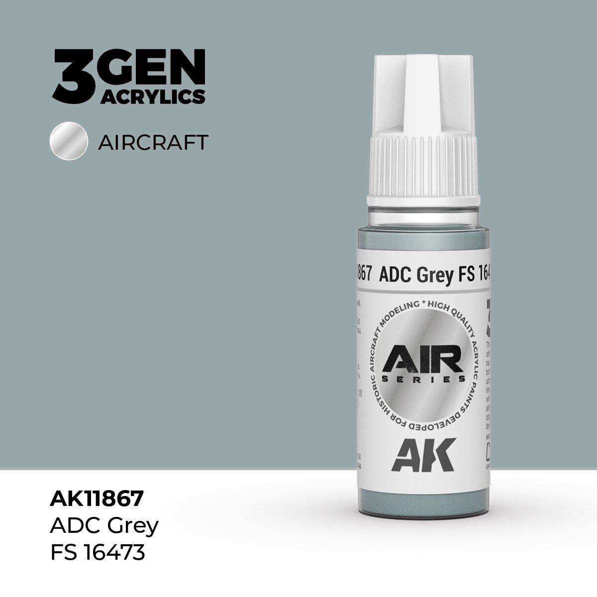 AK 11867 17 ml. ADC Grey FS 16473, Aircraft Serisi 3GEN Akrilik Model Boyası