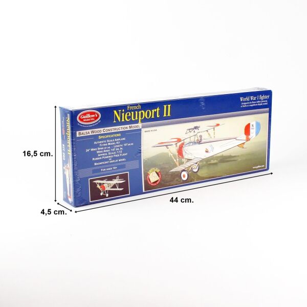 Guillow's 203 1/12 Ölçek, Nieuport II, 60cm, Laser Kesim, Balsa, Serbest Uçuş Model Kiti