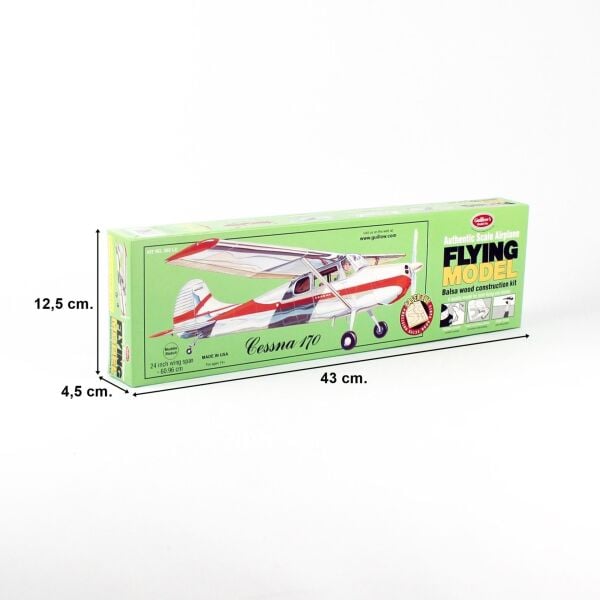 Guillow's 302 1/18 Ölçek, Cessna 170, 60cm, Laser Kesim, Balsa, Serbest Uçuş Model Kiti