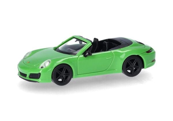 Herpa 420365 1/87 Ölçek, Porsche 911 (991) Carrera 2 Cabrio, Kertenkele Yeşili, Sergilemeye Hazır Model Araç