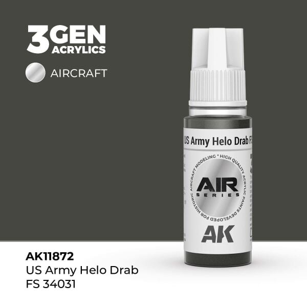 AK 11872 17 ml. US Army Helo Drab FS 34031, Aircraft Serisi 3GEN Akrilik Model Boyası