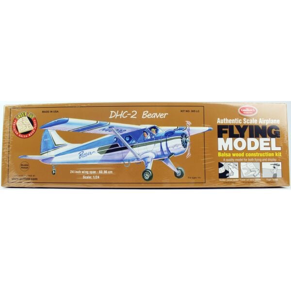 Guillow's 305 1/24 Ölçek, DHC-2 Beaver, 60cm, Laser Kesim, Balsa, Serbest Uçuş Model Kiti