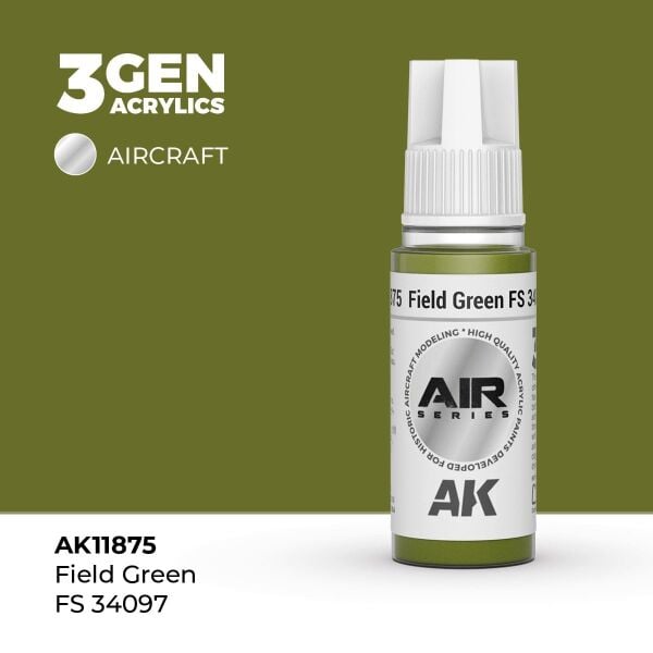 AK 11875 17 ml. Field Green FS 34097, Aircraft Serisi 3GEN Akrilik Model Boyası