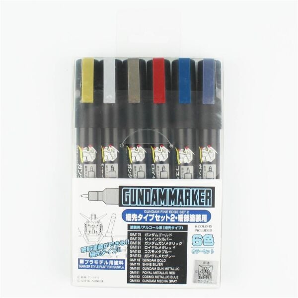 Mr.Hobby AMS-126 Gundam Marker Fine Edge Set.2, 6 Adet