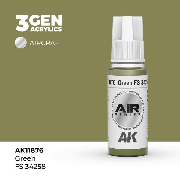 AK 11876 17 ml. Green FS 34258, Aircraft Serisi 3GEN Akrilik Model Boyası