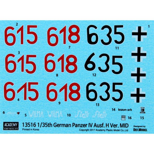 Academy 13516 1/35 Ölçek, Alman Pz.Kpfw. IV Ausf.H (Versiyon Orta) Tankı, Plastik Model kiti