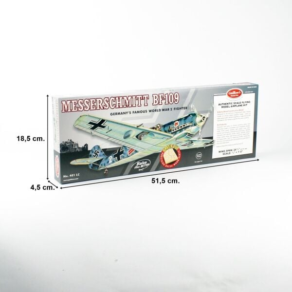 Guillow's 401 1/16 Ölçek, Messerschmitt, 63cm, Laser Kesim, Balsa, Serbest Uçuş Model Kiti