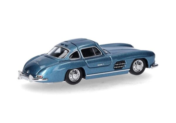Herpa 430975-002 1/87 Ölçek, MB 300 SL, Martı Kapılı, Parlak Mavi Metalik, Sergilemeye Hazır Model Araç