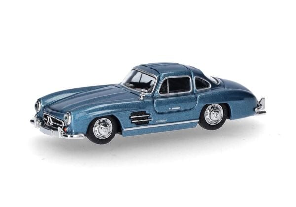 Herpa 430975-002 1/87 Ölçek, MB 300 SL, Martı Kapılı, Parlak Mavi Metalik, Sergilemeye Hazır Model Araç