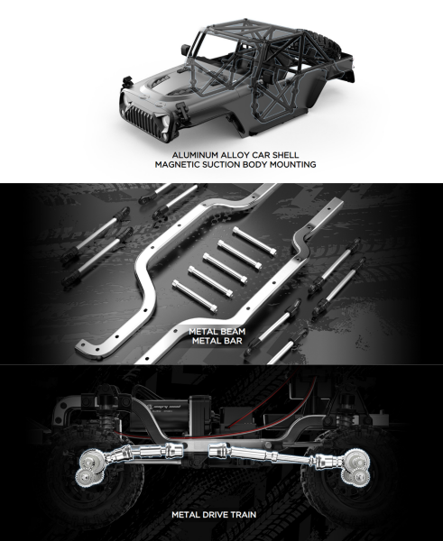 MJX 1/12  H12Y Hyper GO 4x4 Fırçasız (Brushless) Motor ve Escli, Su Geçirmez (Waterproof) 2.4 Ghz. Uzaktan Kumandalı Crawler Aracı