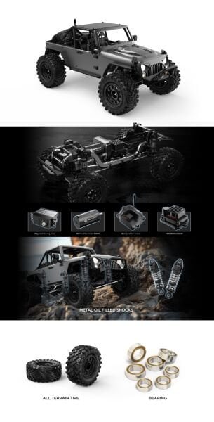 MJX 1/12  H12Y Hyper GO 4x4 Fırçasız (Brushless) Motor ve Escli, Su Geçirmez (Waterproof) 2.4 Ghz. Uzaktan Kumandalı Crawler Aracı