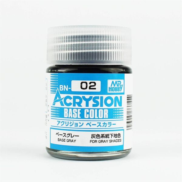 Mr.Hobby BN-02 18 ml. Base Grey, Acrysion Serisi Model Boyası