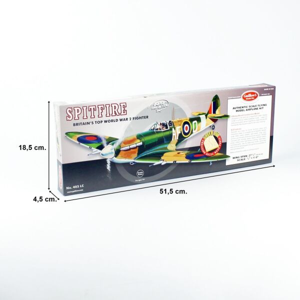 Guillow's 403 1/16 Ölçek, Spitfire, 70cm, Laser Kesim, Balsa, Serbest Uçuş Model Kiti