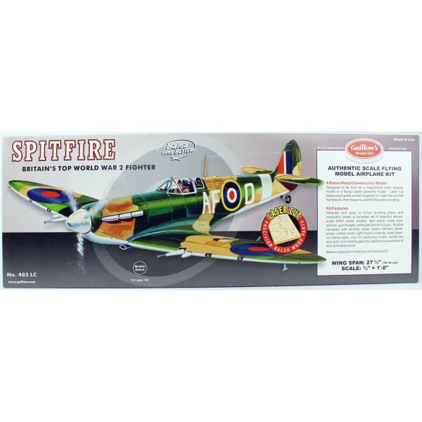 Guillow's 403 1/16 Ölçek, Spitfire, 70cm, Laser Kesim, Balsa, Serbest Uçuş Model Kiti