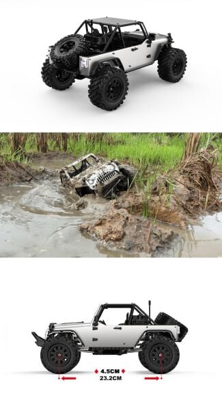 MJX 1/12 H12Y+ Hyper GO 4x4 Fırçasız (Brushless) Motor ve Escli, Su Geçirmez (Waterproof) 2.4 Ghz. Uzaktan Kumandalı Crawler Aracı Normal Paket