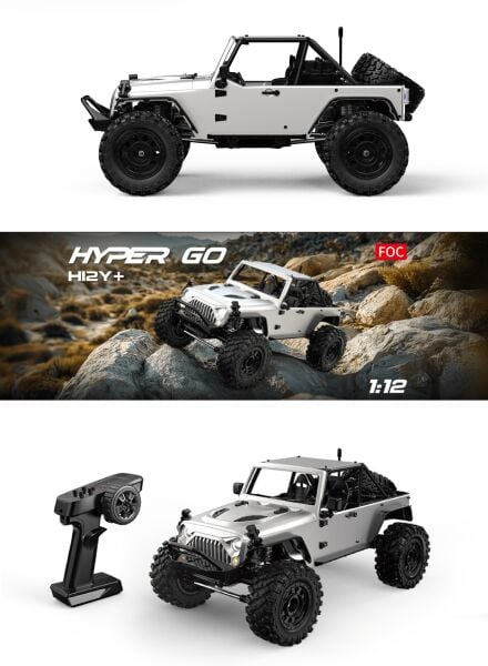MJX 1/12 H12Y+ Hyper GO 4x4 Fırçasız (Brushless) Motor ve Escli, Su Geçirmez (Waterproof) 2.4 Ghz. Uzaktan Kumandalı Crawler Aracı Normal Paket
