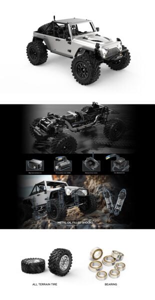 MJX 1/12 H12Y+ Hyper GO 4x4 Fırçasız (Brushless) Motor ve Escli, Su Geçirmez (Waterproof) 2.4 Ghz. Uzaktan Kumandalı Crawler Aracı