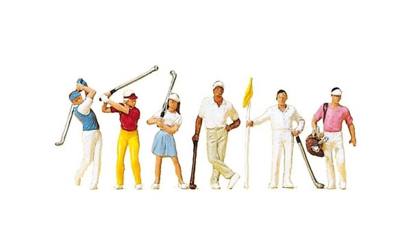 Preiser 10231 1/87 Ölçek, Golfçüler, Boyanmış Plastik Figürleri, 6 Adet