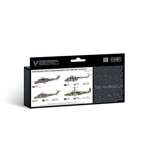 Vallejo 71601 8x18 ml. Soviet/Russian Colors Combat Helicopters post WWII to present, Model Air Serisi Model Boyası Seti
