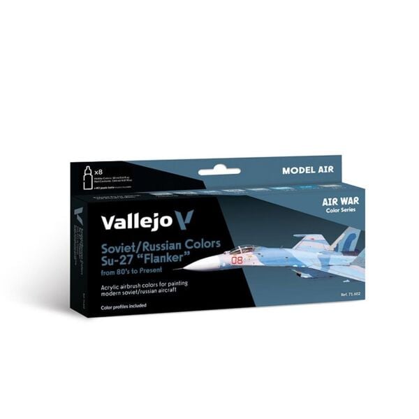 Vallejo 71602 8x18 ml. Soviet/Russian Colors Su27 Flanker from 80's to present, Model Air Serisi Model Boyası Seti