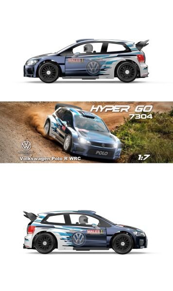 MJX 1/7 Volkswagen Polo R WRC 7304  Hyper GO 4x4 Fırçasız (Brushless) Motor ve Escli, Su Geçirmez (Waterproof) 2.4 Ghz. Uzaktan Kumandalı Ralli Aracı