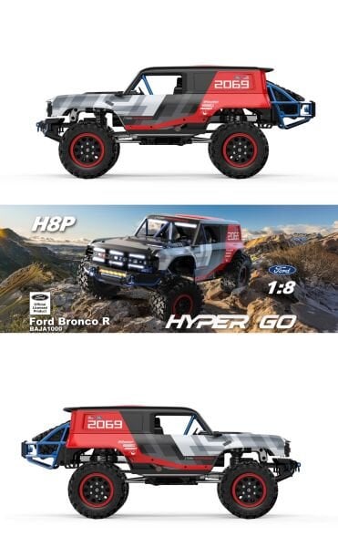 MJX 1/8 Ford Bronco H8P Hyper GO 4x4 Fırçasız (Brushless) Motor ve Escli, Su Geçirmez (Waterproof) 2.4 Ghz. Uzaktan Kumandalı Crawler Aracı
