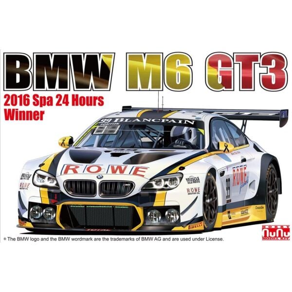 Nunu PN24001 1/24 Ölçek, Bmw M6 GT3 (Winner of The 2016 24 Hours of Spa), Otomobil Plastik Model Kiti