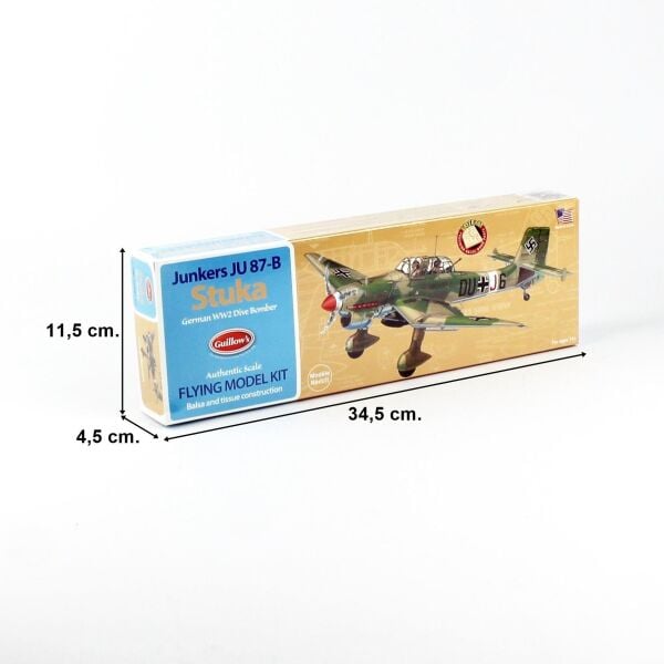Guillow's 508 1/30 Ölçek, Stuka, 42cm, Laser Kesim, Balsa, Serbest Uçuş Model Kiti