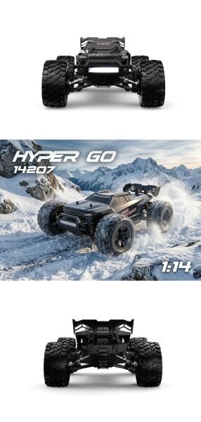 MJX 1/14 Hyper GO 14207 4x4 Fırçasız (Brushless) Motor ve Escli, Su Geçirmez (Waterproof) 2.4 Ghz. Uzaktan Kumandalı Arazi Aracı 2S Li-Po Versiyon + Yedek Kaporta