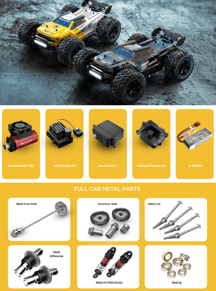 MJX 1/14 Hyper GO 14207 4x4 Fırçasız (Brushless) Motor ve Escli, Su Geçirmez (Waterproof) 2.4 Ghz. Uzaktan Kumandalı Arazi Aracı +4 Adet Kum Lastiği