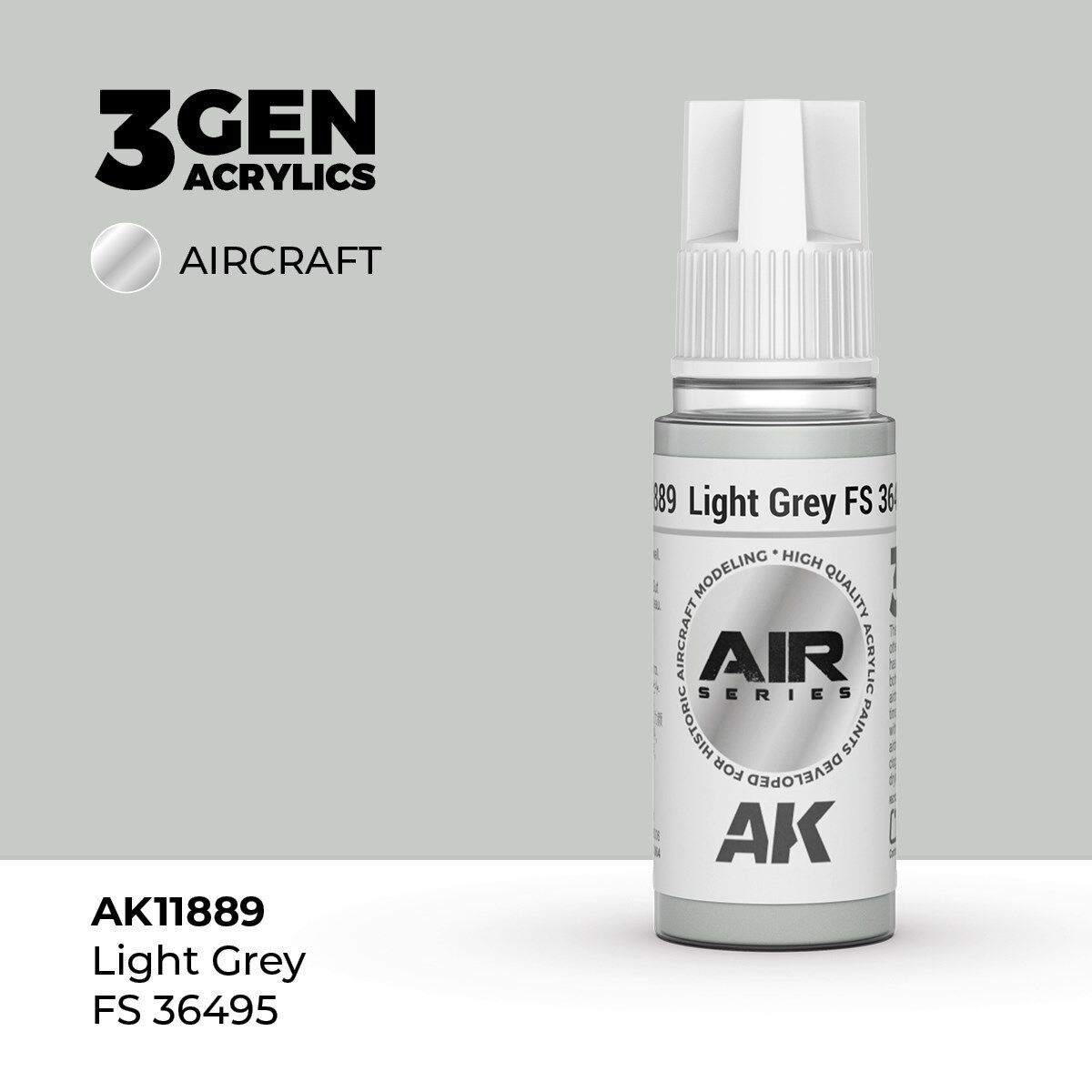 AK 11889 17 ml. Light Grey FS 36495, Aircraft Serisi 3GEN Akrilik Model Boyası