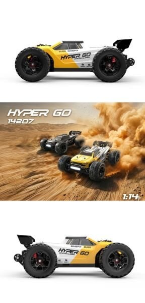 MJX 1/14 Hyper GO 14207 4x4 Fırçasız (Brushless) Motor ve Escli, Su Geçirmez (Waterproof) 2.4 Ghz. Uzaktan Kumandalı Arazi Aracı 2S Li-po Versiyon
