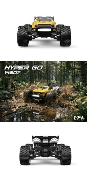 MJX 1/14 Hyper GO 14207 4x4 Fırçasız (Brushless) Motor ve Escli, Su Geçirmez (Waterproof) 2.4 Ghz. Uzaktan Kumandalı Arazi Aracı 2S Li-po Versiyon