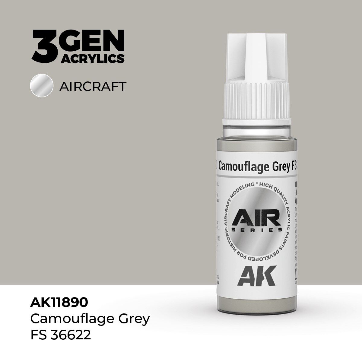 AK 11890 17 ml. Camouflage Grey FS 36622, Aircraft Serisi 3GEN Akrilik Model Boyası