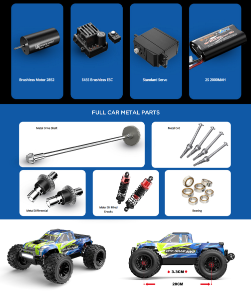 MJX 1/14 Hyper GO 14208 4x4 Fırçasız (Brushless) Motor ve Escli, Su Geçirmez (Waterproof) 2.4 Ghz. Uzaktan Kumandalı Arazi Aracı