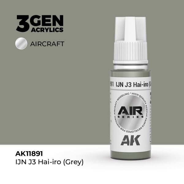 AK 11891 17 ml. IJN J3 Hai-iro (Grey), Aircraft Serisi 3GEN Akrilik Model Boyası