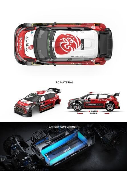 MJX 1/10 Citroen C3 WRC 10303 Hyper GO 4x4 Fırçasız (Brushless) Motor ve Escli, 2.4 Ghz. Uzaktan Kumandalı Ralli Aracı Normal Paket
