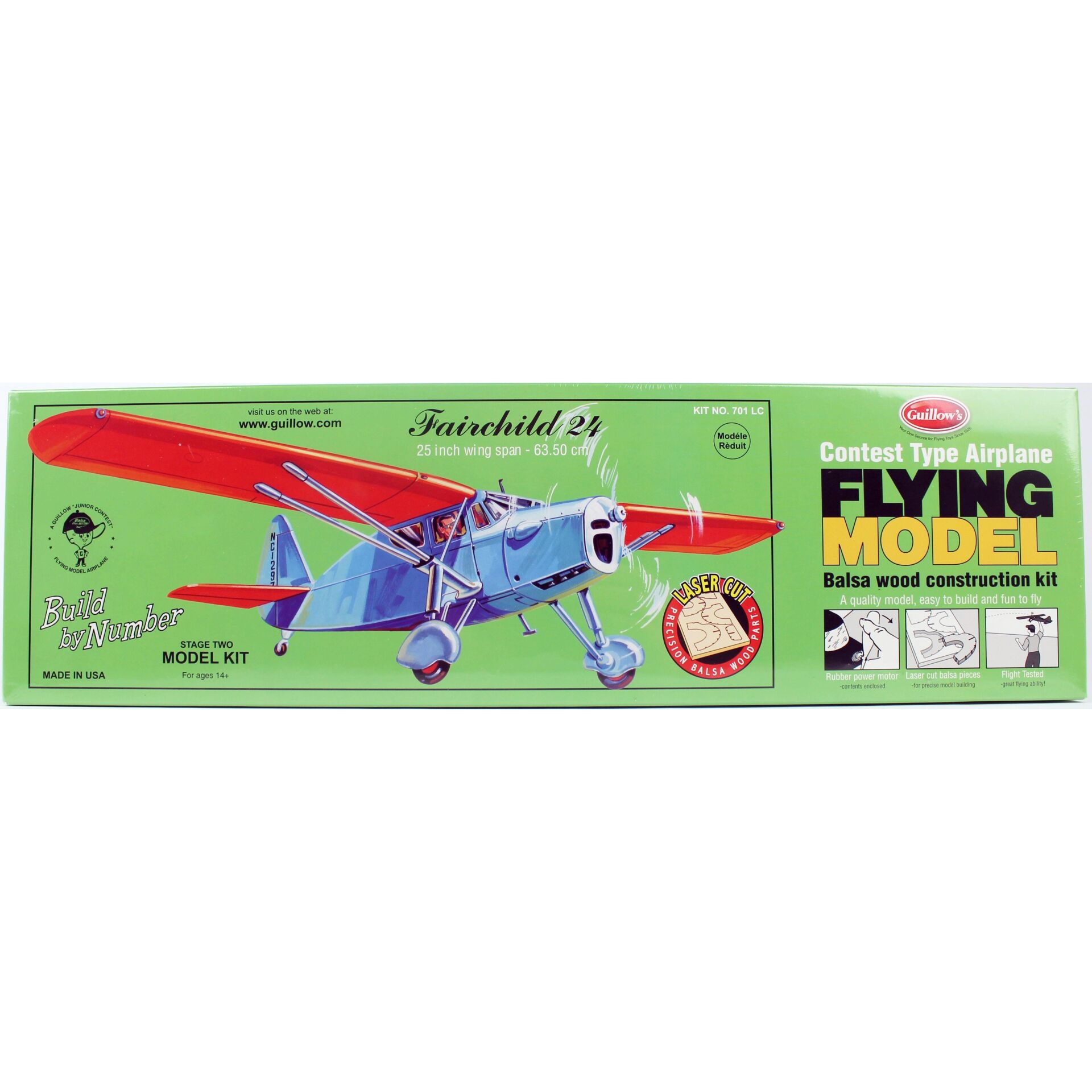 Guillow's 701 Fairchild 24, 62cm, Laser Kesim, Balsa, Serbest Uçuş Model Kiti