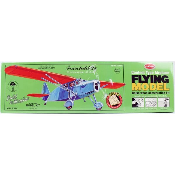 Guillow's 701 Fairchild 24, 62cm, Laser Kesim, Balsa, Serbest Uçuş Model Kiti