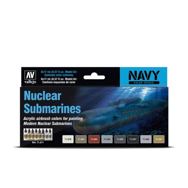 Vallejo 71611 8x18 ml. Nuclear Submarines, Model Air Serisi Model Boyası Seti