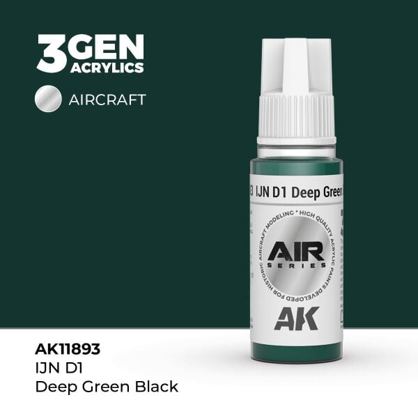 AK 11893 17 ml. IJN D1 Deep Green Black, Aircraft Serisi 3GEN Akrilik Model Boyası
