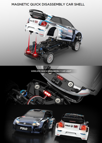 MJX 1/10 Volkswagen Polo R WRC 10304 Hyper GO 4x4 Fırçasız (Brushless) Motor ve Escli, 2.4 Ghz. Uzaktan Kumandalı Ralli Aracı Normal Paket