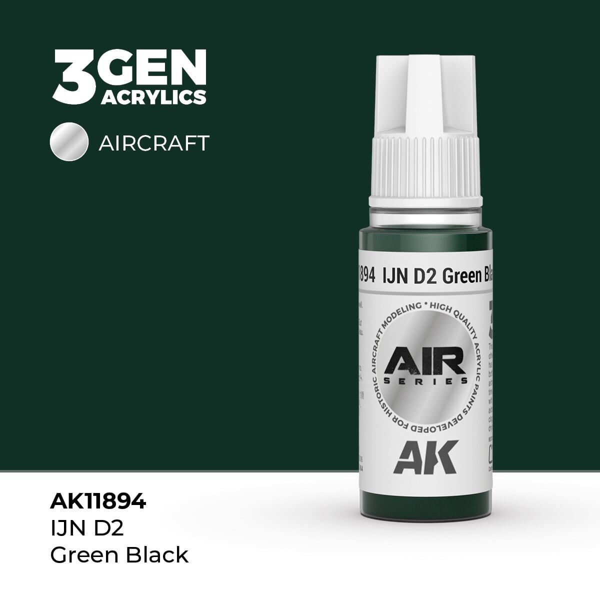 AK 11894 17 ml. IJN D2 Green Black, Aircraft Serisi 3GEN Akrilik Model Boyası