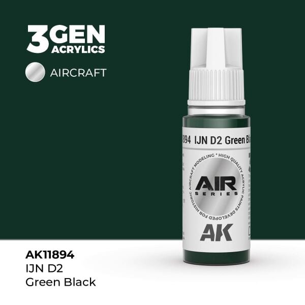 AK 11894 17 ml. IJN D2 Green Black, Aircraft Serisi 3GEN Akrilik Model Boyası