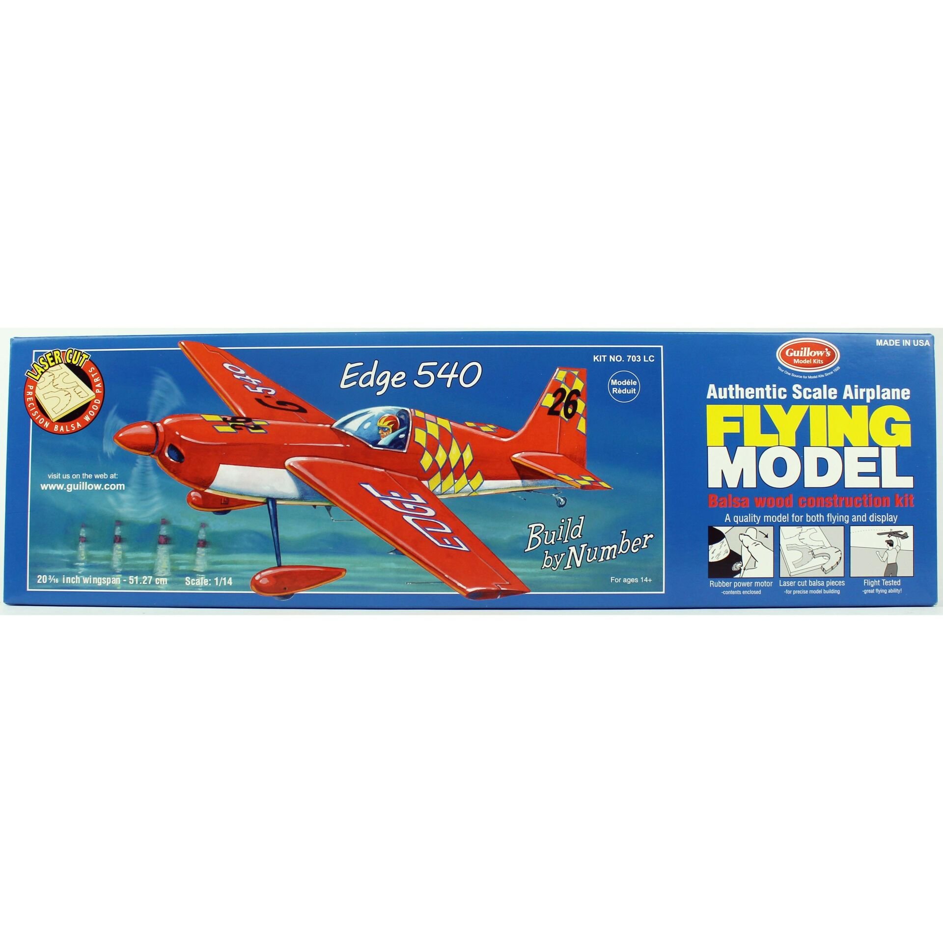 Guillow's 703 Edge, 52cm, Laser Kesim, Balsa, Serbest Uçuş Model Kiti