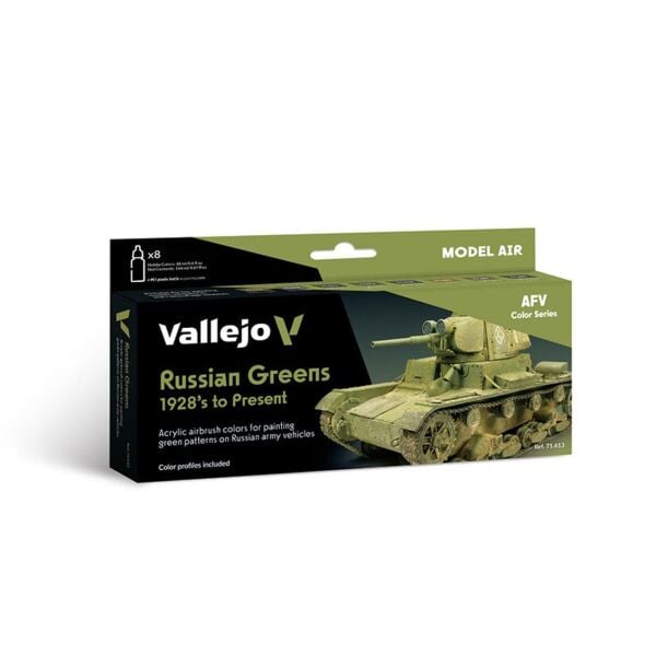 Vallejo 71613 8x18 ml. Russian Greens 1928's to Present, Model Air Serisi Model Boyası Seti