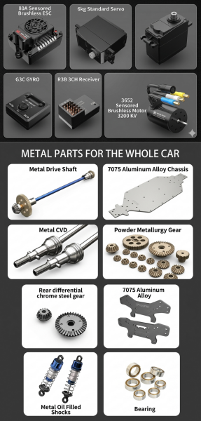 MJX 1/10 Ford Mustang Shelby GT500 10306 Hyper GO 4x4 Fırçasız (Brushless) Motor ve Escli, 2.4 Ghz. Uzaktan Kumandalı On-Road Araç